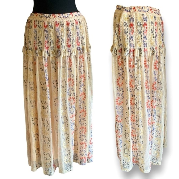 V CRISTINA Vintage Lace Maxi Skirt Lined High Waist Floral Low Rise Medium … - Picture 5 of 9